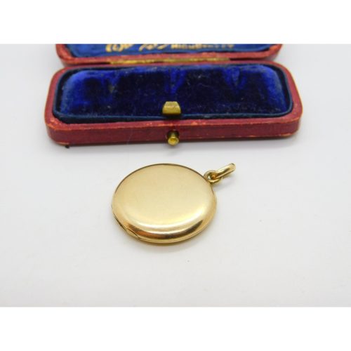 9ct Yellow Gold Back & Front Circular Locket Pendant Antique c1920 Art Deco