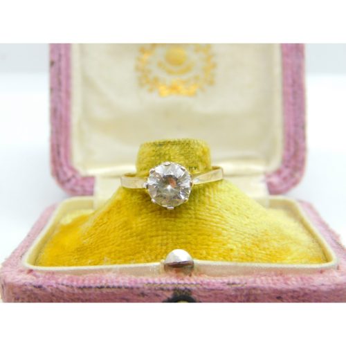 9ct Yellow Gold & Diamond Paste Solitaire Ring Vintage c1970 Sheffield