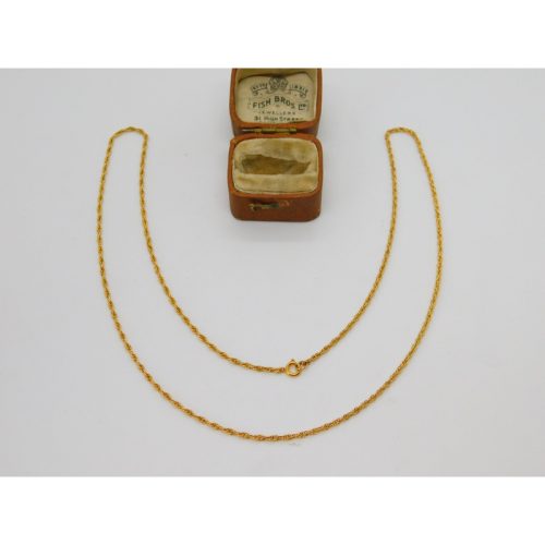 9ct Yellow Gold Essential Rope Chain Necklace 56cm 22″ Length Vintage c1970