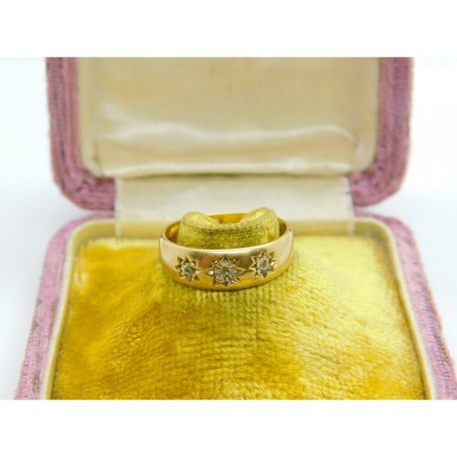 9ct Yellow Gold & Illusion Set Diamond Boat Ring Vintage c1960 Sheffield