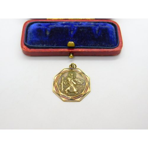 9ct Yellow Gold St Christopher Patron of Travel Pendant 1979 Birmingham Vintage
