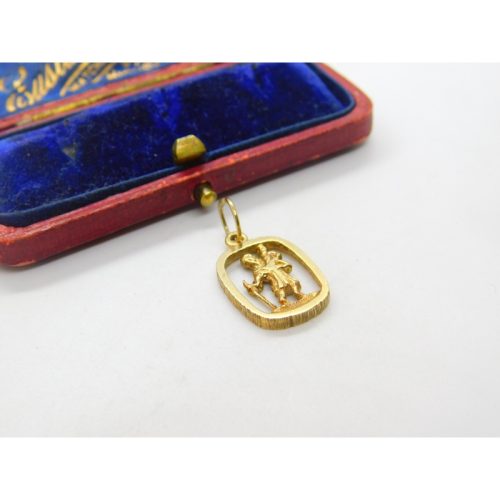 9ct Yellow Gold St Christopher Travel Charm or Pendant 1979 London Vintage