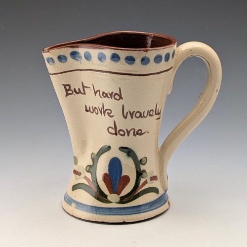 Antique British Mottoware Jug, Beige