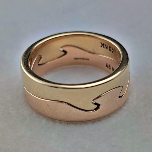 Nordic Georg Jensen 2-row fusion K18 gold ring 8.8g (size 9-10) ring with case