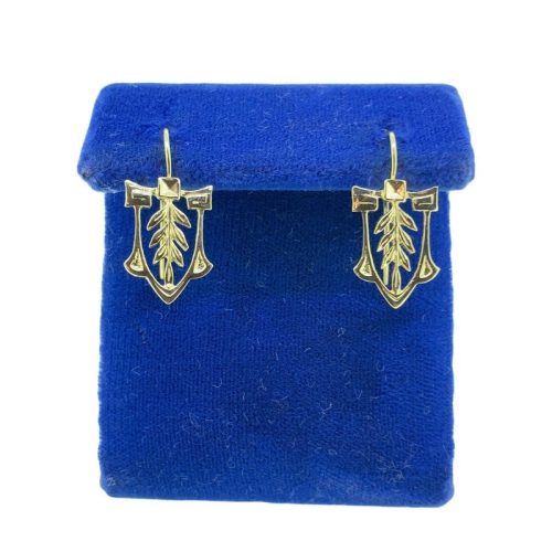 14k Yellow Gold Arts and Crafts Style Leaf Earrings (#J4875)
