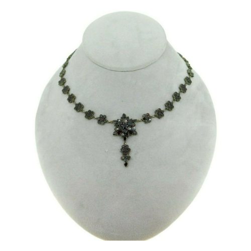 Genuine Natural Bohemian Garnet Necklace with Flat Rosettes (#J4760)
