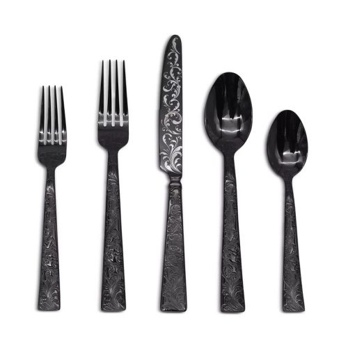 Parisian Garden Black by Ricci Stainless Flatware Set for 8 Service 40 piece New