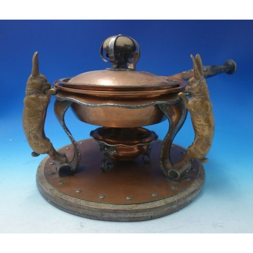 Rabbit by Joseph Heinrichs Mixed Metals and Wood Chafing Dish 10 1/2″ Tall #5160