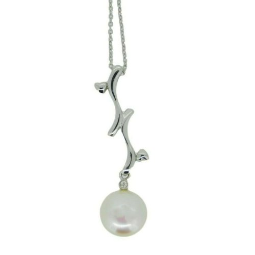 14k White Gold Freshwater Coin Pearl Pendant (#J1149)