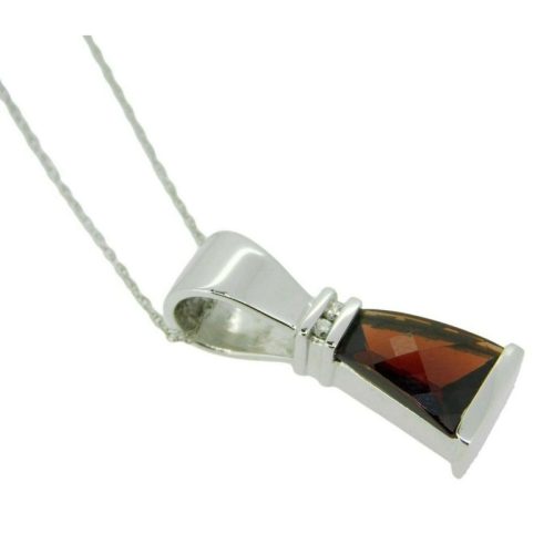 14k White Gold Specialty Cut Triangular Genuine Natural Garnet Pendant (#J2425)