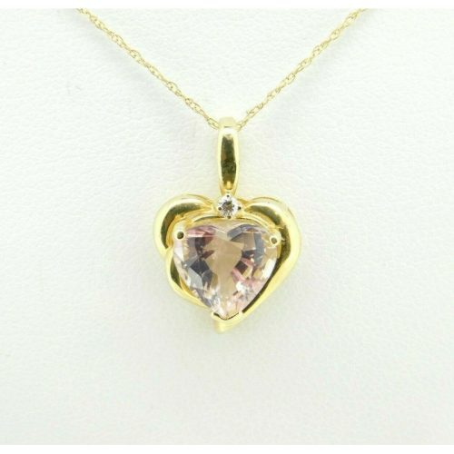 14k Yellow Gold Heart 2.39ct Genuine Natural Morganite Pendant (#J768)