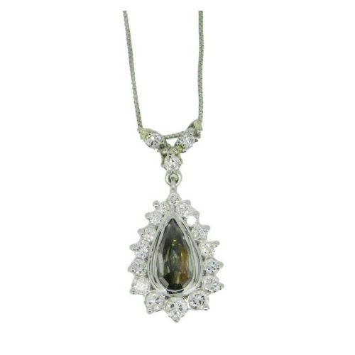 Platinum Pendant 1 Carat Fancy Gray Genuine Natural Diamond GIA Report (#J4654)