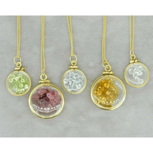 Vintage Shaker Locket 12K Gold Filled Natural Gemstones Pendant