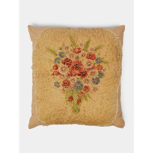 19th-Century Needlepoint Linen Cushion (18.5in/47cm)