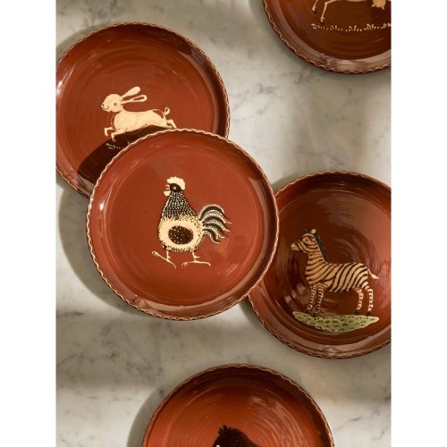 Animals Hand-Painted Ceramic Dinner Plates (Set of 6)