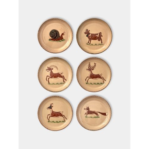 Animals Hand-Painted Ceramic Side Plates (Set of 6)