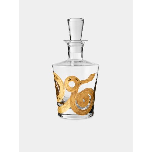 Cabinet of Curiosities Hand-Engraved Gilded Crystal Decanter