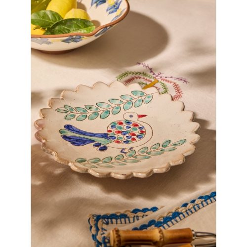 Chirpy Hand-Painted Ceramic Cake Plate