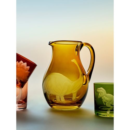 Dinosaur Hand-Engraved Crystal Jug