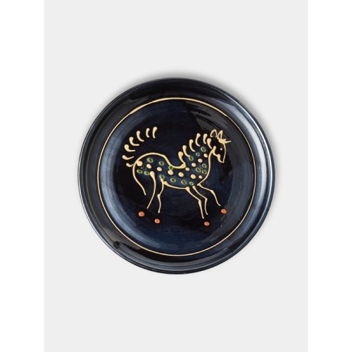 Horse Hand-Glazed Slipware Dinner Plates (Set of 4)
