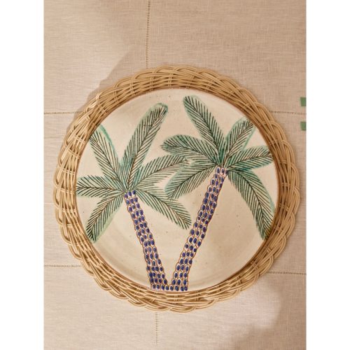 Palm Hand-Painted Ceramic Dinner Plates (Set of 4)