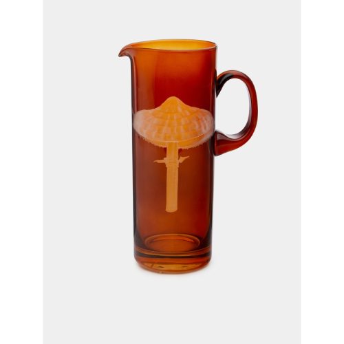 Parasol Mushrooms Hand-Engraved Crystal Pitcher