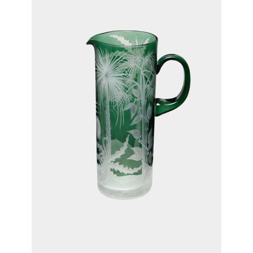 Primeval Palms Hand-Engraved Crystal Pitcher