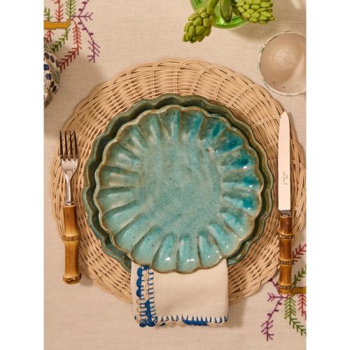 Scallop Hand-Painted Ceramic Salad/Dessert Plates (Set of 4)
