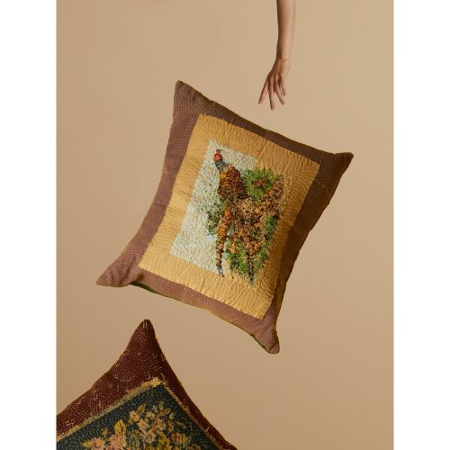 1940s Pheasant Needlepoint Wool Cushion (31.5in/80cm)