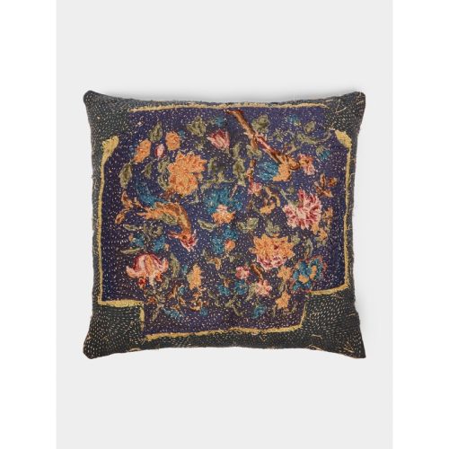 19th-Century Needlepoint Wool Floral Cushion (25in/64cm)