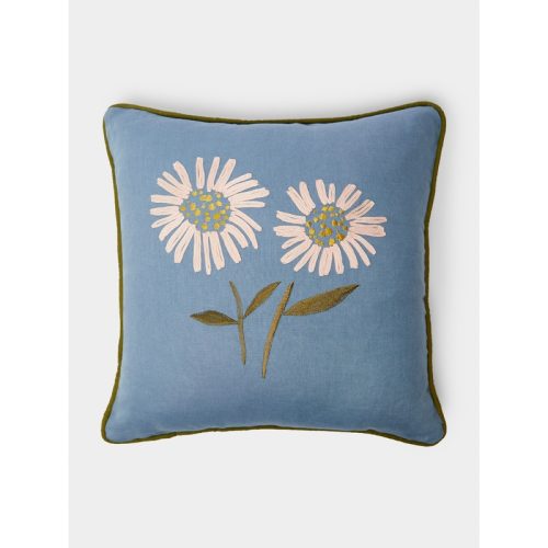 Aster Hand-Embroidered Linen Cushion (19.5in/50cm)