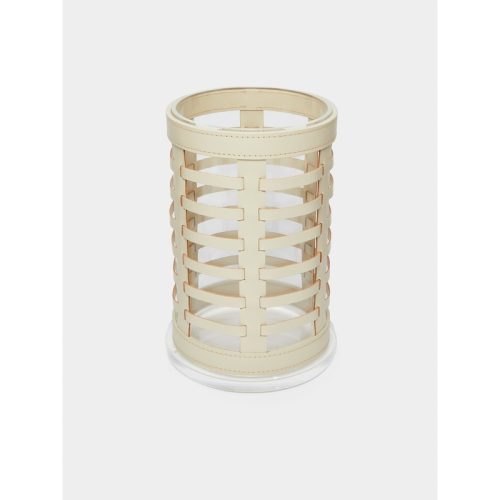 Barcelona Water-Resistant Leather Hurricane Candle Holder
