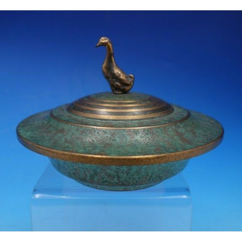 Carl Sorensen Bronze Covered Caviar Bowl with 3-D Duck Finial (#4723)