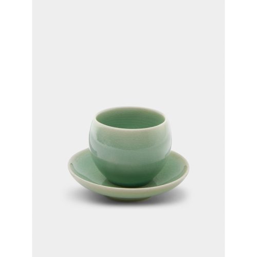Celadon Teacups and Saucers (Set of 4)