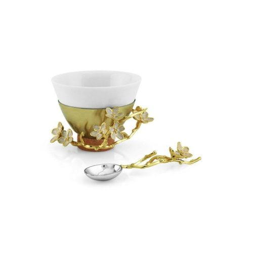Cherry Blossom by Michael Aram Porcelain and Marble Small Bowl with Spoon – New