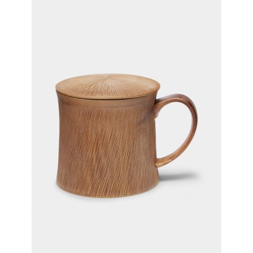 Comb Pattern Celadon Lidded Mug