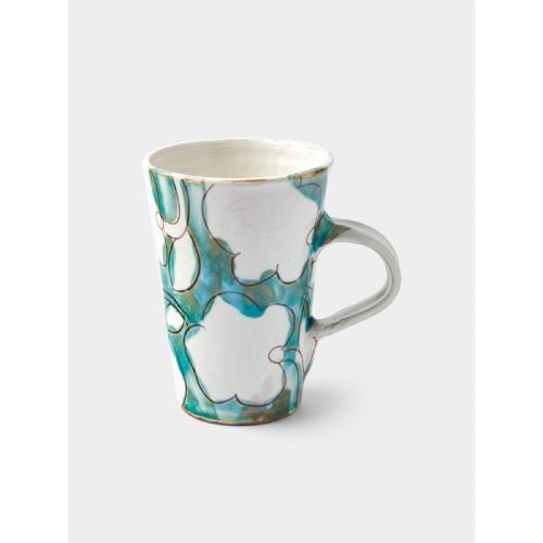 Cotton Flower Hand-Painted Ceramic Mugs (Set of 4)