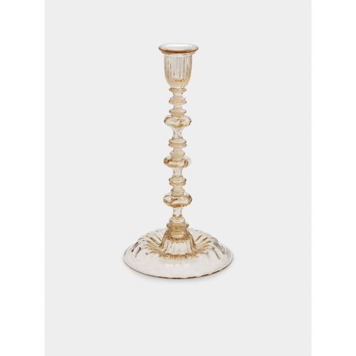 Hand-Blown Glass Large Candlestick