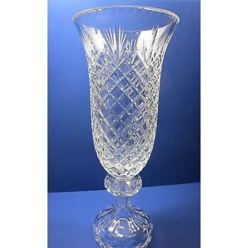 Hand cut lead  Crystal large Award vase, Can be customized 17.5″
