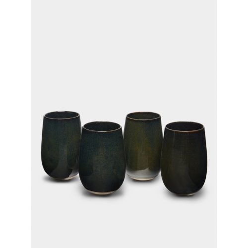 Hand-Glazed Ceramic Tall Cups (Set of 4)