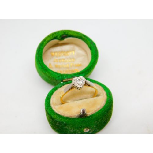 18ct Gold & Platinum Set 0.2ct Diamond Set Heart Shaped Ring Antique c1910
