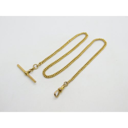 9ct Gold Albert Watch Chain Necklace 36.6cm / 14.4″ Antique Art Deco c1920