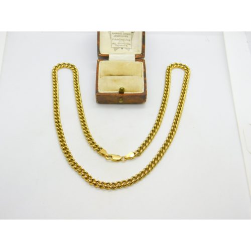 9ct Yellow Gold Chunky Curb Chain Necklace 52.2cm / 20.5″ Vintage 1972 London