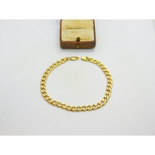 9ct Yellow Gold Curb Link Chain Bracelet Vintage c1980 7.8″ Length