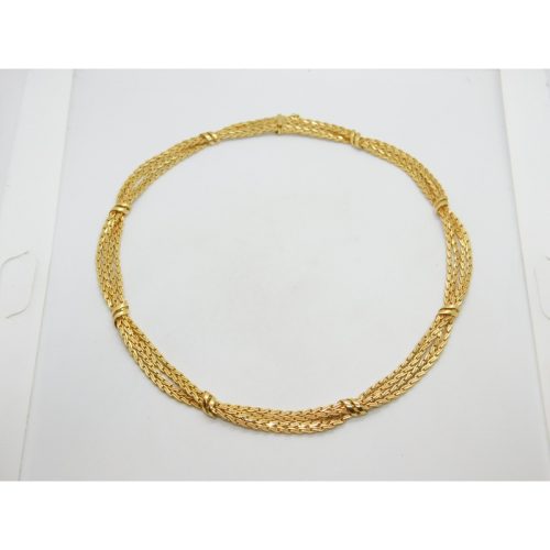 9ct Yellow Gold Multi-Strand Woven Ballroom Choker Necklace Vintage c1980