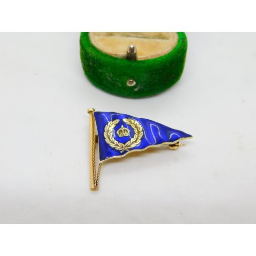 Edwardian 9ct Gold Enamel Cowes Regatta Sailing Flag Brooch Antique c1910