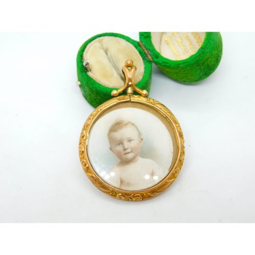 Edwardian 9ct Gold Large Double Locket Pendant with Pictures Antique c1910