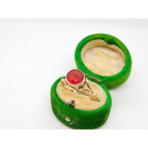Edwardian 9ct Rose Gold & Natural 2.5ct Red Stone Ring Antique c1910
