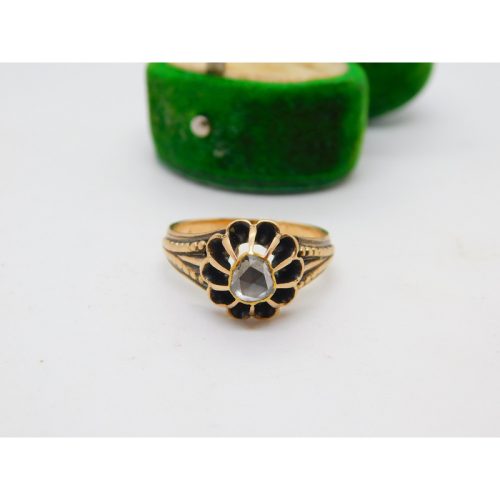 George III 18ct Yellow Gold & 0.5ct Old-Cut Diamond Dress Ring Antique c1820