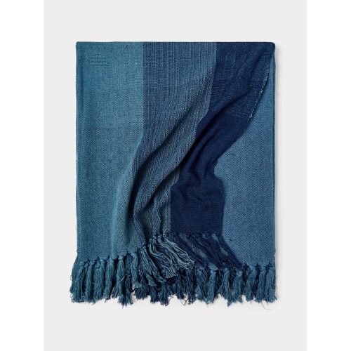 Ordahl Indigo-Dyed Handwoven Cotton Blanket